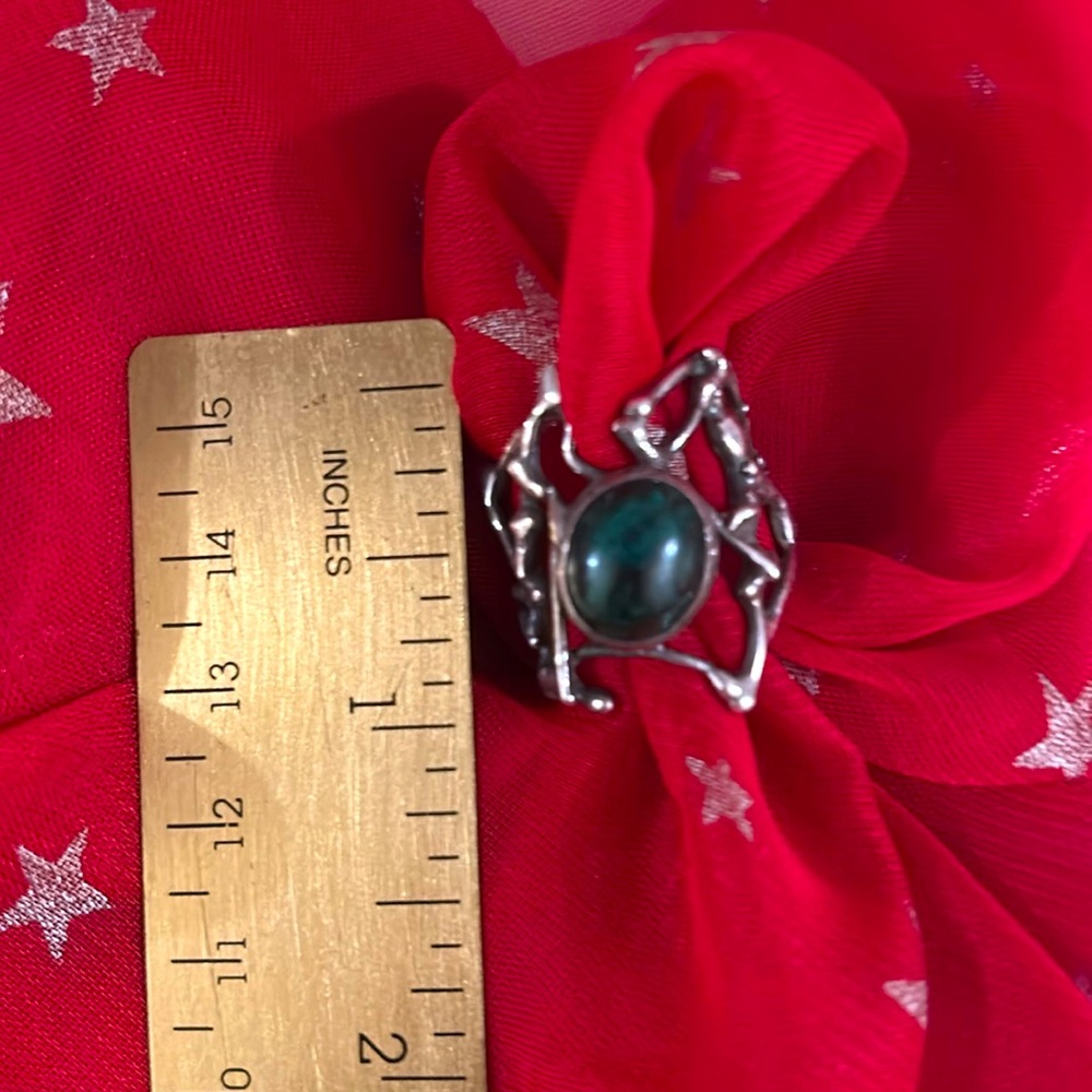 Handmade silver ring with green stone